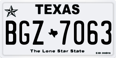 TX license plate BGZ7063