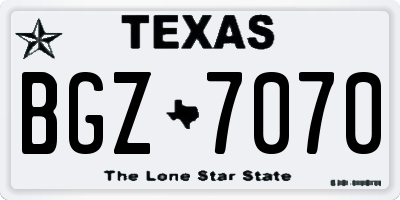 TX license plate BGZ7070