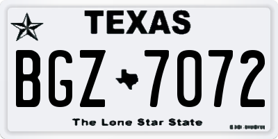 TX license plate BGZ7072