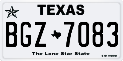 TX license plate BGZ7083