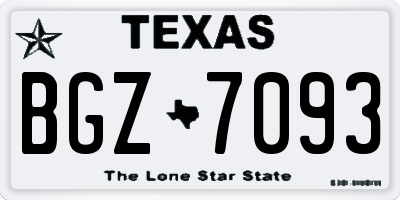 TX license plate BGZ7093