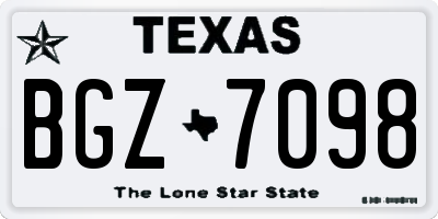 TX license plate BGZ7098