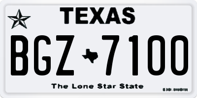 TX license plate BGZ7100