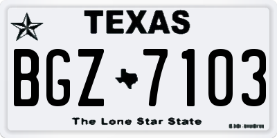 TX license plate BGZ7103