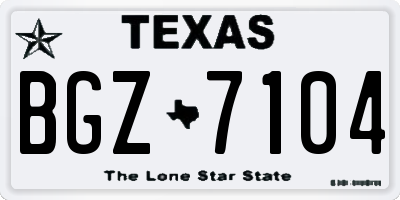TX license plate BGZ7104