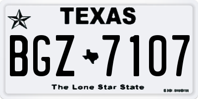 TX license plate BGZ7107