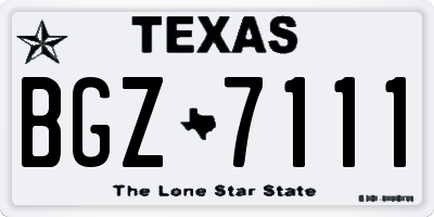 TX license plate BGZ7111