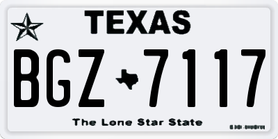 TX license plate BGZ7117