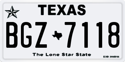 TX license plate BGZ7118