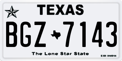 TX license plate BGZ7143