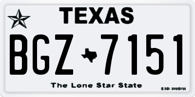 TX license plate BGZ7151