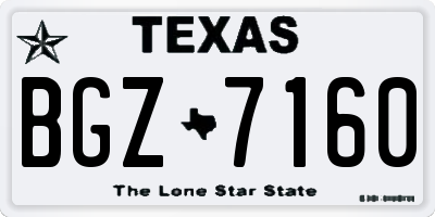 TX license plate BGZ7160