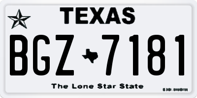 TX license plate BGZ7181