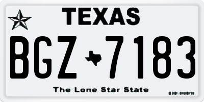 TX license plate BGZ7183