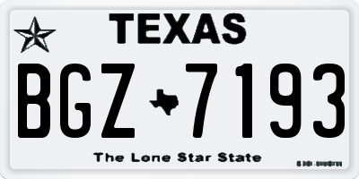TX license plate BGZ7193