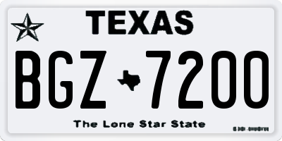 TX license plate BGZ7200