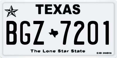 TX license plate BGZ7201