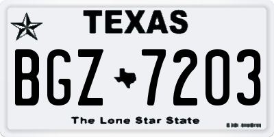 TX license plate BGZ7203