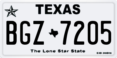 TX license plate BGZ7205