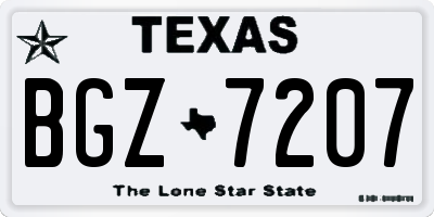 TX license plate BGZ7207