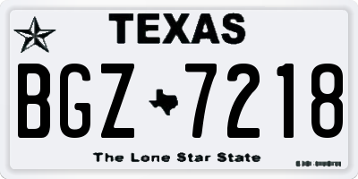 TX license plate BGZ7218