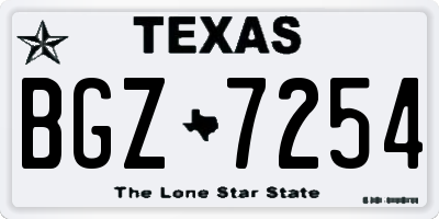 TX license plate BGZ7254