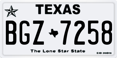 TX license plate BGZ7258