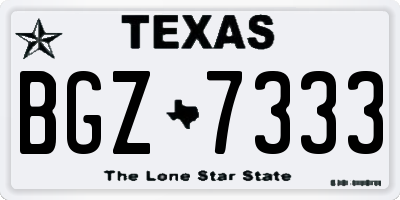 TX license plate BGZ7333