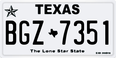 TX license plate BGZ7351