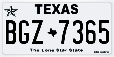 TX license plate BGZ7365