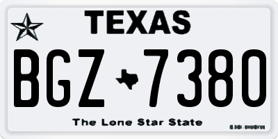 TX license plate BGZ7380