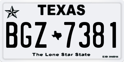 TX license plate BGZ7381