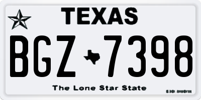 TX license plate BGZ7398