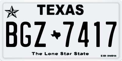 TX license plate BGZ7417