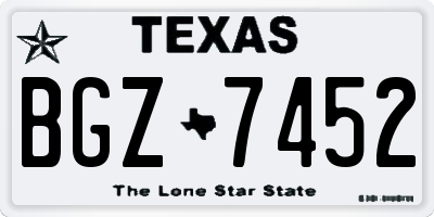 TX license plate BGZ7452