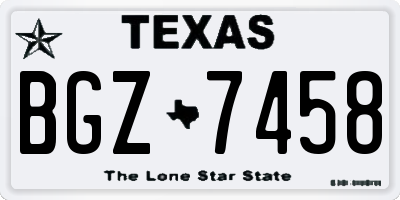 TX license plate BGZ7458