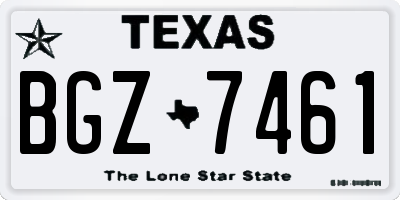 TX license plate BGZ7461