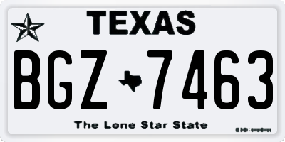 TX license plate BGZ7463