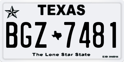 TX license plate BGZ7481
