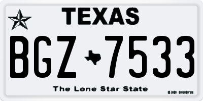 TX license plate BGZ7533