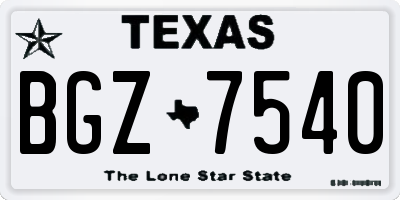 TX license plate BGZ7540