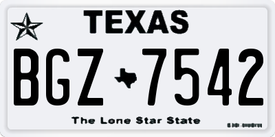 TX license plate BGZ7542