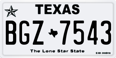 TX license plate BGZ7543