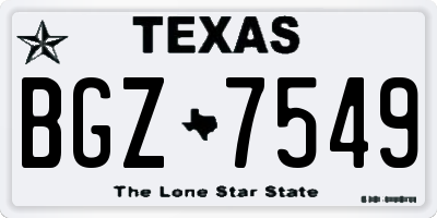 TX license plate BGZ7549