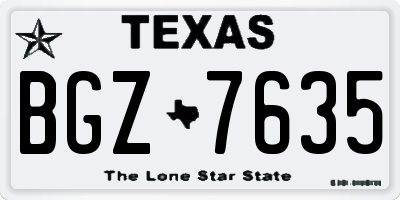 TX license plate BGZ7635
