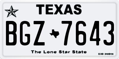 TX license plate BGZ7643