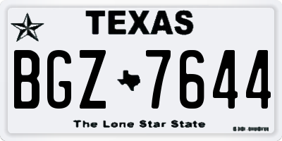 TX license plate BGZ7644