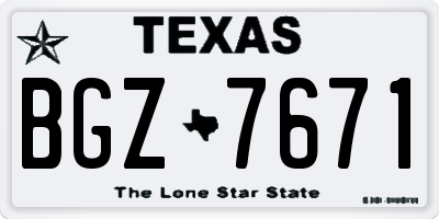 TX license plate BGZ7671