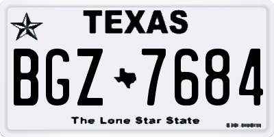 TX license plate BGZ7684