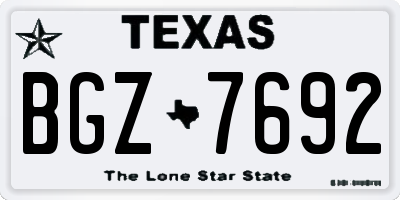 TX license plate BGZ7692